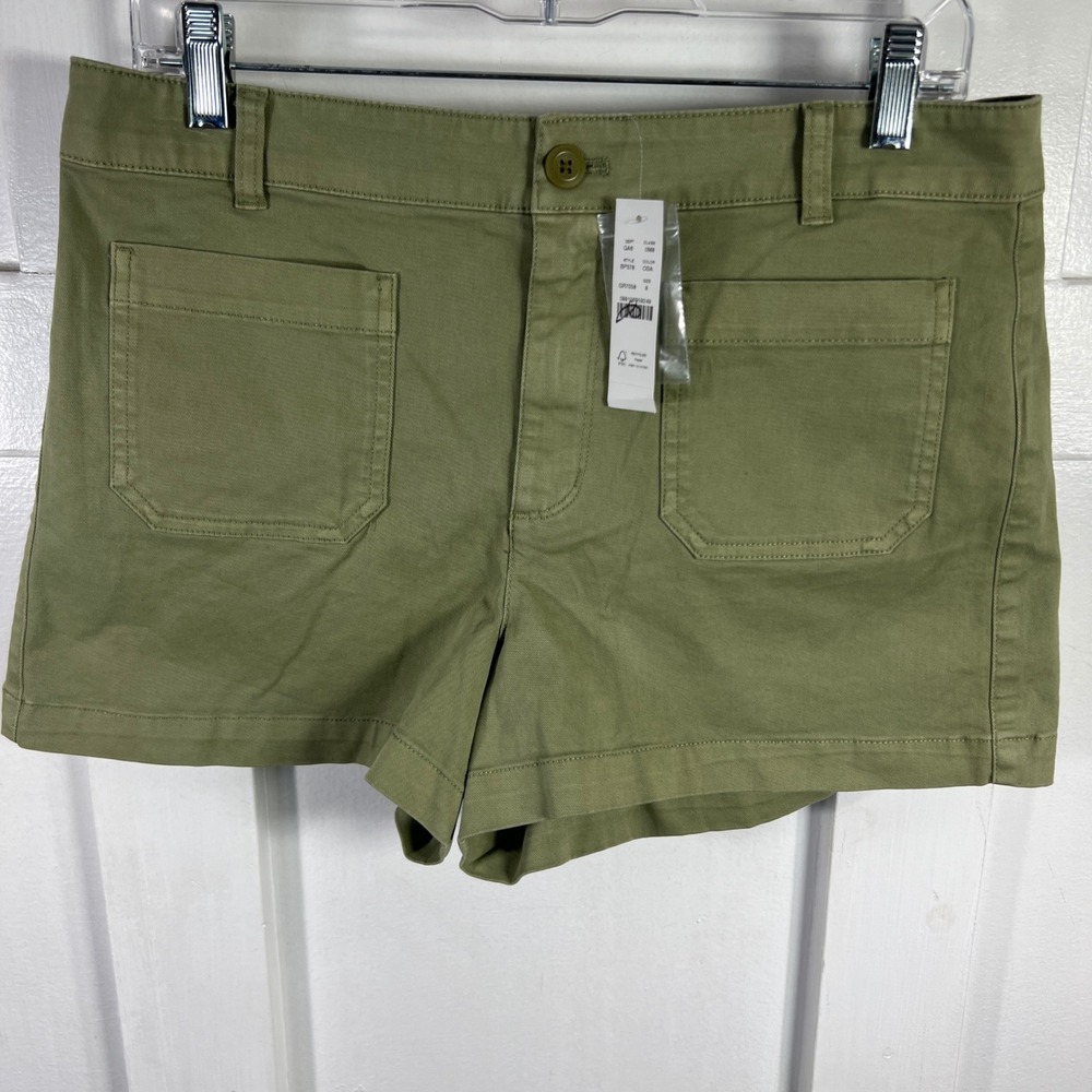 J. Crew Utility Shorts Olive Green Cargo Pocket Button Size 8